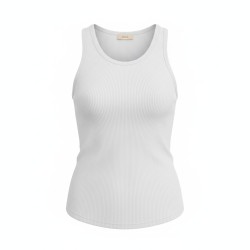 BLASH BS1700027 Canotta Donna a Costine Bianco