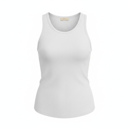 BLASH BS1700027 Canotta Donna a Costine Bianco