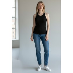 BLASH BS1700027 Canotta Donna a Costine Nero 2