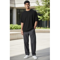 Urban Ring  UR1100017 T-Shirt Uomo in Maglia Manica Corta Cotone Fiammato Nero 2