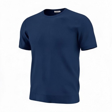Urban Ring  UR91100017 T-Shirt Uomo in Maglia Manica Corta Cotone Fiammato Blu