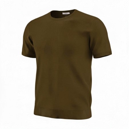 Urban Ring  UR1100017 T-Shirt Uomo in Maglia Manica Corta Cotone Fiammato Marrone