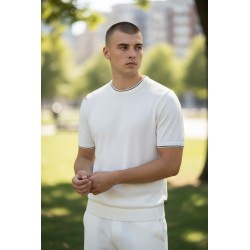 Urban Ring  UR1100023 T-Shirt in Maglia Uomo Girocollo in Lino/Cotone Bianco 2