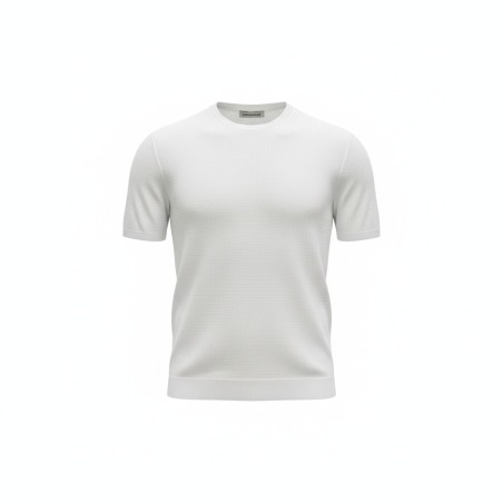 Urban Ring  UR1100024 T-Shirt in Maglia Uomo Girocollo Crochet Cotone Bianco