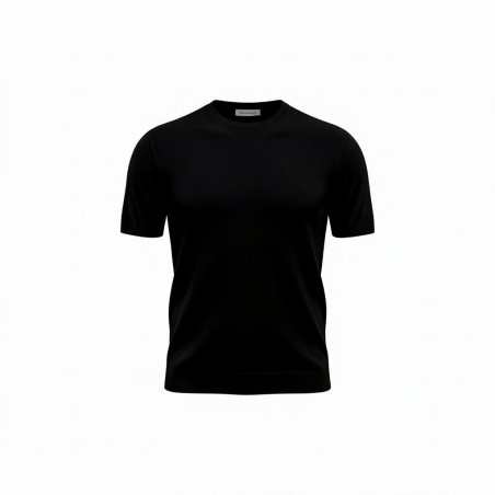 Urban Ring  UR1100024 T-Shirt in Maglia Uomo Girocollo Crochet Cotone Nero