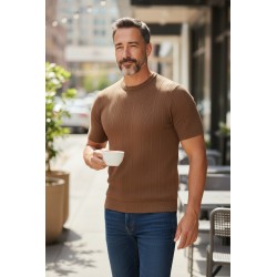 Urban Ring  UR1100028 T-Shirt Uomo a Coste Cotone Marrone 2