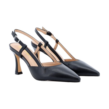KEYS K-12461 Scarpe Donna Decollete Sligback Tacco Alto con Cinturino Nero