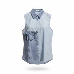 GC Wear  3118 My Star Camicia Donna Smanicata in Cotone Fantasia Azzurro