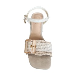 Gold & Gold GK225 Sandalo Donna Tacco Medio Con Accessorio Beige 2