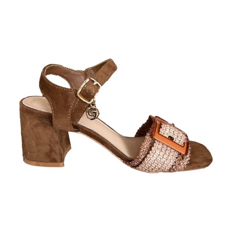 Gold & Gold GK225 Sandalo Donna Tacco Medio Con Accessorio Brown