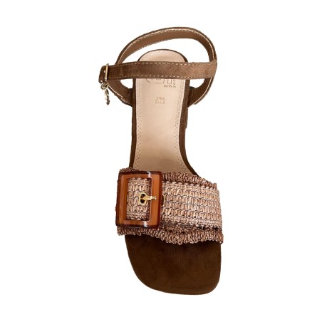 Gold & Gold GK225 Sandalo Donna Tacco Medio Con Accessorio Brown