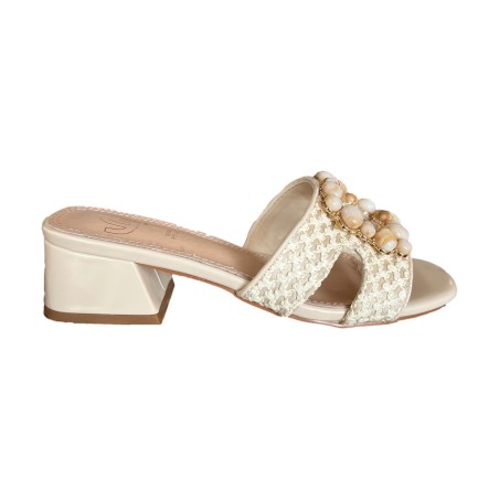 Gold & Gold GK219 Sandalo Donna Tacco Medio Con Accessorio Beige