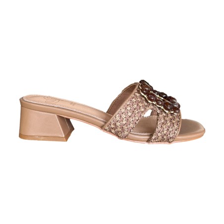 Gold & Gold GK219 Sandalo Donna Tacco Medio Con Accessorio Taupe