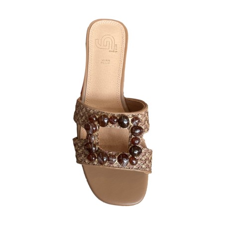 Gold & Gold GK219 Sandalo Donna Tacco Medio Con Accessorio Taupe
