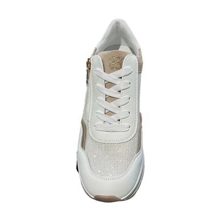 Cinzia Soft CN2032 002 Sneakers Donna Zeppa Stringate con Zip Laterale White/Beige