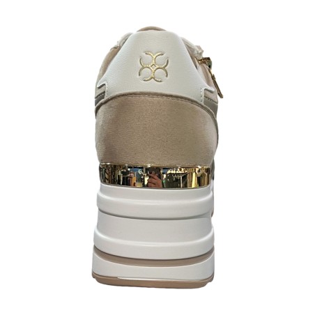 Cinzia Soft CN2032 002 Sneakers Donna Zeppa Stringate con Zip Laterale White/Beige