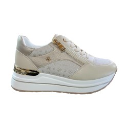 Cinzia Soft CN2034 001 Sneakers Donna Zeppa Stringate con Zip Laterale Beige