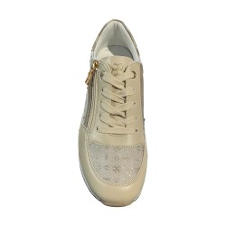 Cinzia Soft CN2034 001 Sneakers Donna Zeppa Stringate con Zip Laterale Beige 2