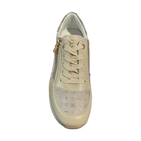 Cinzia Soft CN2034 001 Sneakers Donna Zeppa Stringate con Zip Laterale Beige