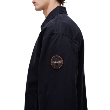 Napapijri A ARRAYANES NP0A4FI4941 Giacca Overshirt in 100% Cotone Nero