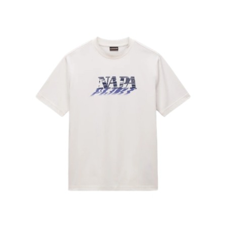 Napapijri  NP0A4FGYN1A1 S-LODESTASR SS T-Shirt Mezza Manica Uomo White Whisper