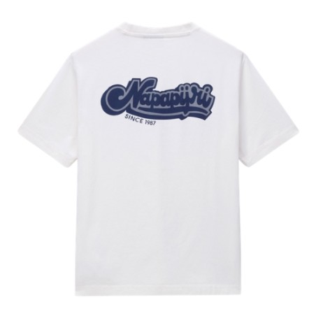 Napapijri NP0A4G64N1A1 S-ZINC SS T-Shirt Uomo Mezza Manica Con Logo Stampato Fronte Retro White 