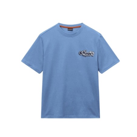 Napapijri  NP0A4G64B9A1 S-ZINC SS T-Shirt Uomo Mezza Manica Con Logo Stampato Fronte Retro Blu jasper