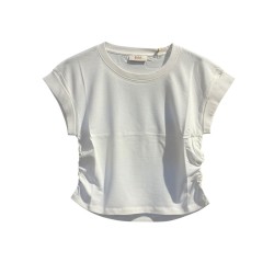BLASH BS171006 T-Shirt Donna Giromanica in Jersey con Arriccio Bianco