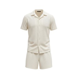 Urban Ring  UR1160005 Set Uomo Punto Mosso Camicia M/M + Pantaloncino Bianco