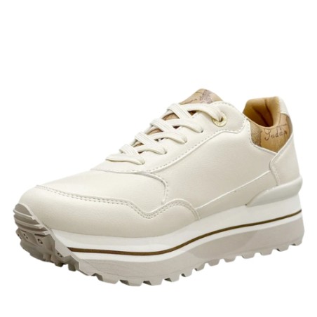 Alviero Martini 1a Classe Teen N 2440 0558 Sneaker Platform Donna Stringato Bianco Beige Geo