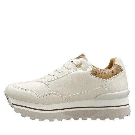 Alviero Martini 1a Classe Teen N 2440 0558 Sneaker Platform Donna Stringato Bianco Beige Geo