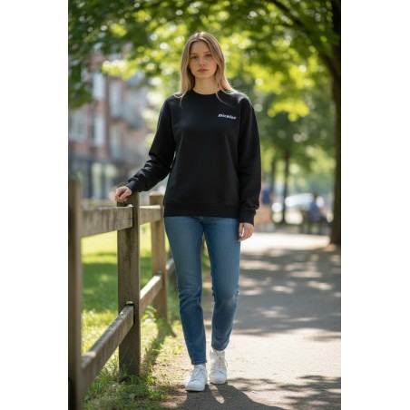 Dickies DK0A88OCBLK1 LORETTO SWEATSHIRT Felpa Unisex Garzata con Logo Laterale Ricamato Nero