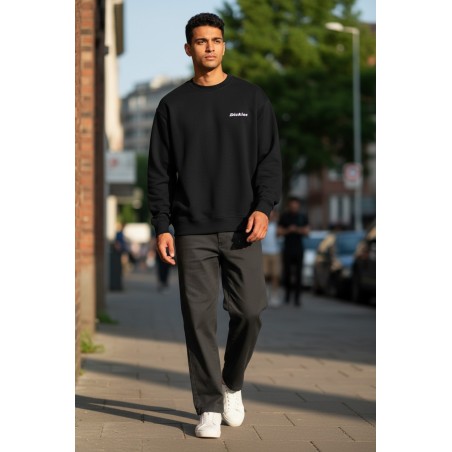 Dickies DK0A88OCBLK1 LORETTO SWEATSHIRT Felpa Unisex Garzata con Logo Laterale Ricamato Nero