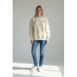 Dickies DK0A88OCECR1 LORETTO SWEATSHIRT Felpa Unisex Garzata con Logo Laterale Ricamato Ecru 2