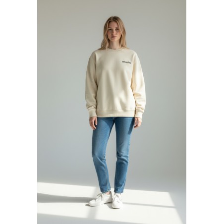 Dickies DK0A88OCECR1 LORETTO SWEATSHIRT Felpa Unisex Garzata con Logo Laterale Ricamato Ecru