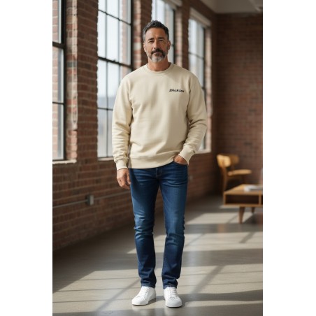 Dickies DK0A88OCECR1 LORETTO SWEATSHIRT Felpa Unisex Garzata con Logo Laterale Ricamato Ecru