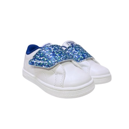 Reebok 409 COURT CLEAN HOOK & LOOP Scarpe Ginnastica Bambino Strappo Bianco Blu