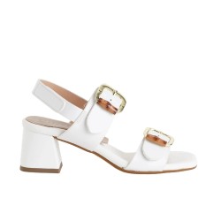 Cinzia Soft MM6B5950 001 Sandalo in Vera Pelle con Tacco Medio Bianco