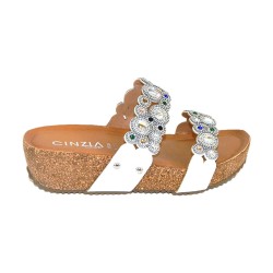 Cinzia Soft CI1038 002 Sandalo Donna Doppia Fascia Bianco