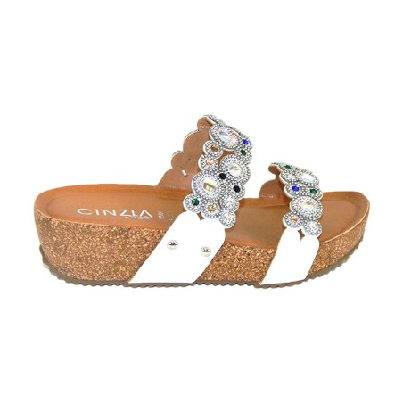 Cinzia Soft CI1038 002 Sandalo Donna Doppia Fascia Bianco