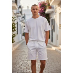 URBAN RING UR1152005 Bermuda Uomo Misto Lino Bianco 2