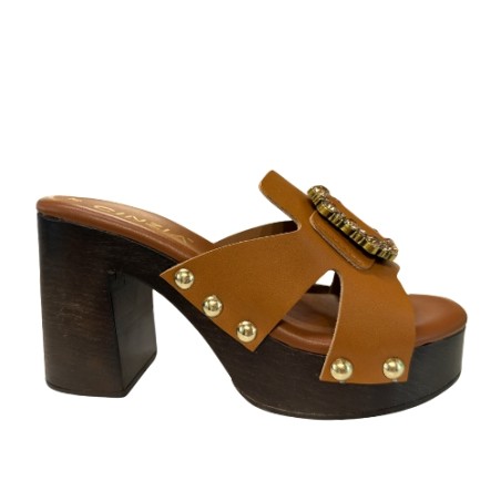 Cinzia Soft CB92502 Sandalo Donna con Tacco Alto e Gioiello Cuoio