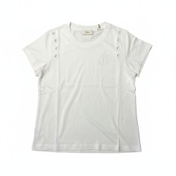 BLASH BS1710016 T-Shirt Donna in Jersey Con Ricamo Bianco