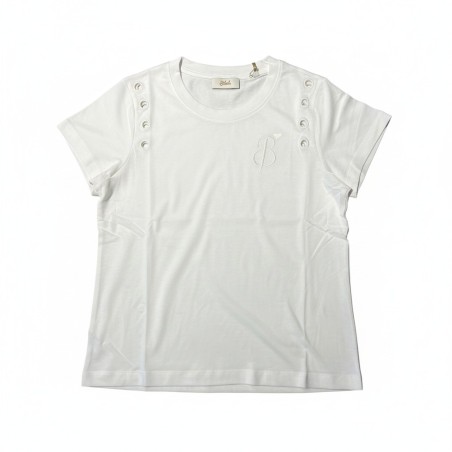 BLASH BS1710016 T-Shirt Donna in Jersey Con Ricamo Bianco