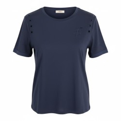 BLASH BS1710016 T-Shirt Donna in Jersey Con Ricamo Blu