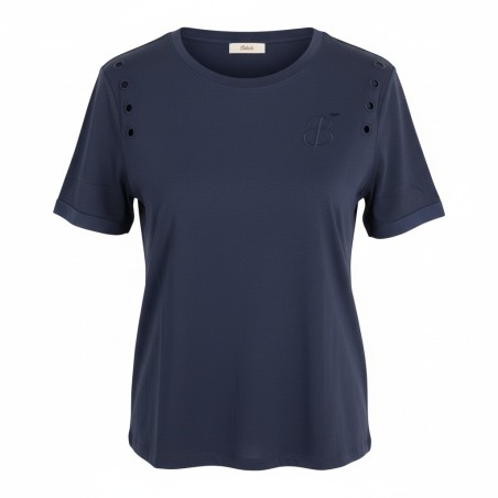 BLASH BS1710016 T-Shirt Donna in Jersey Con Ricamo Blu