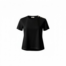 BLASH BS1710013 T-Shirt Donna in Jersey Con Bottoni Nero