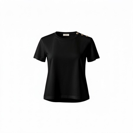 BLASH BS1710013 T-Shirt Donna in Jersey Con Bottoni Nero
