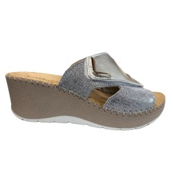 Cinzia Soft IM41003 002 Ciabatta Donna Zeppa Alta Regolabile Argento