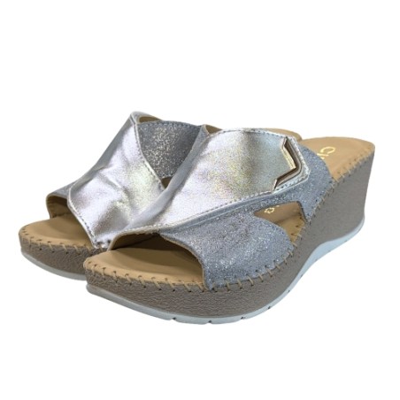 Cinzia Soft IM41003 002 Ciabatta Donna Zeppa Alta Regolabile Argento